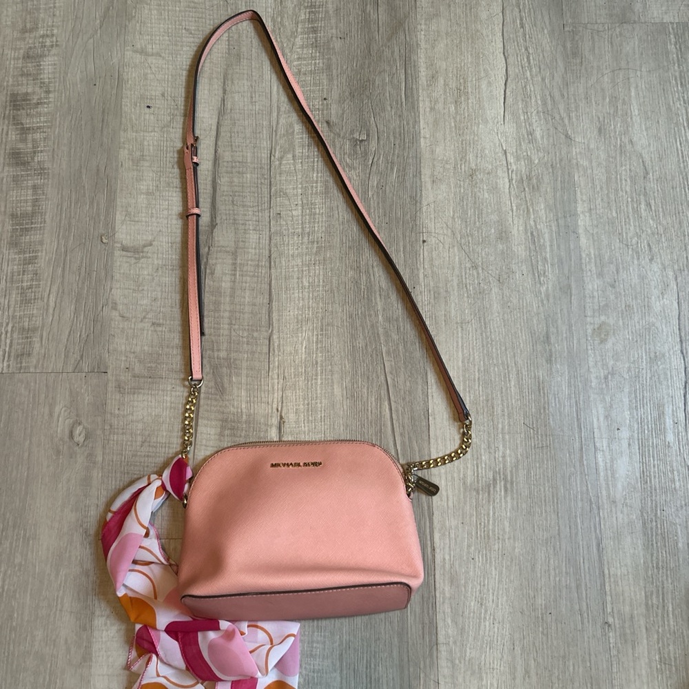 Michael Kors Blush Pink Crossbody Bag with Gold Chain
